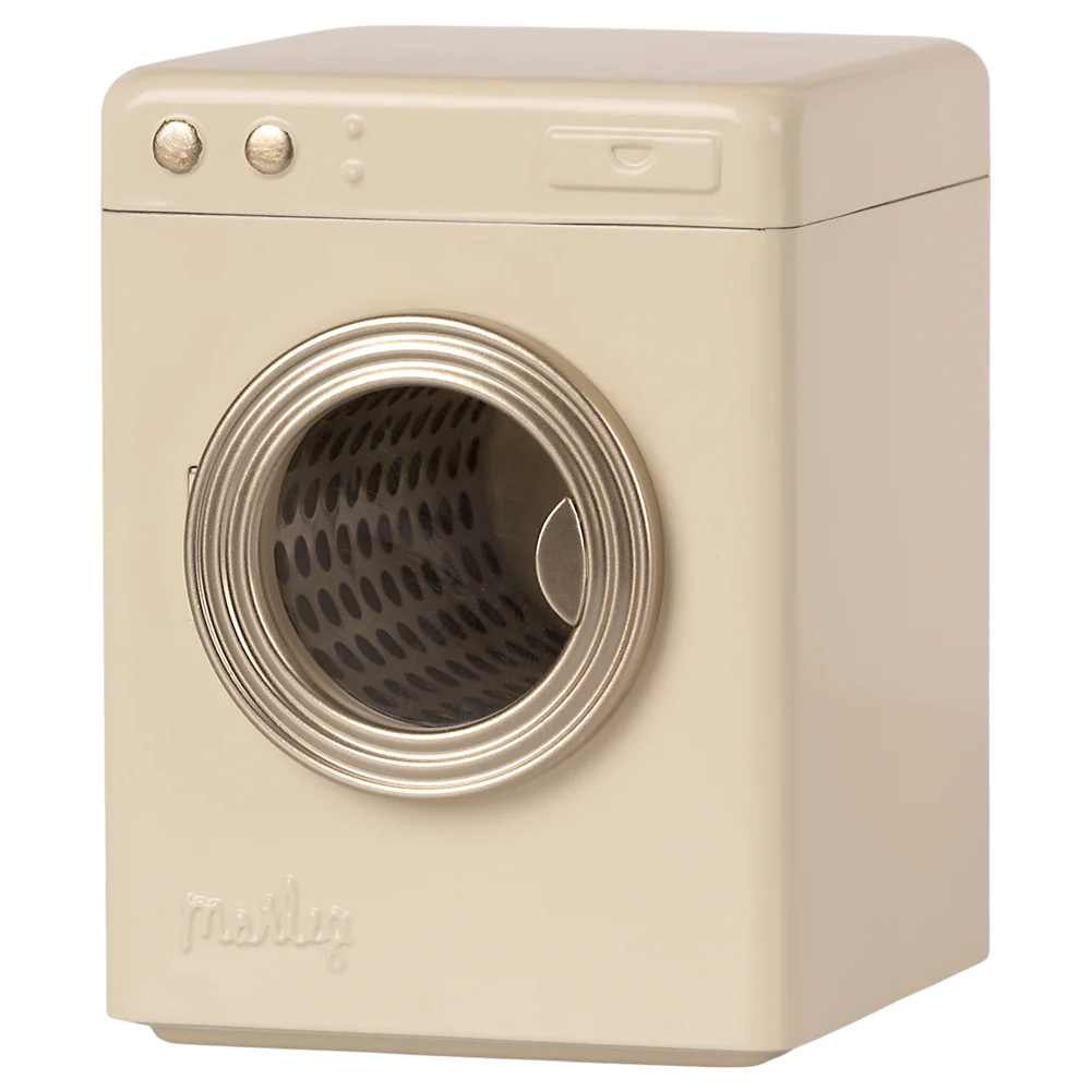 Beige dryer with open door on a white background