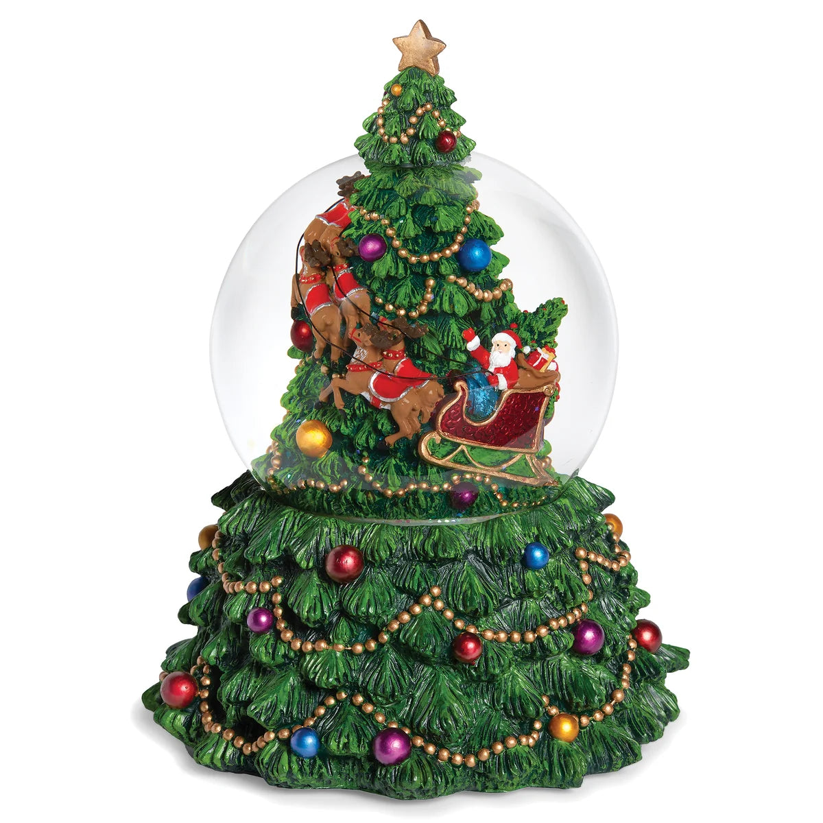 Musical Christmas Tree Santa Snow Globe