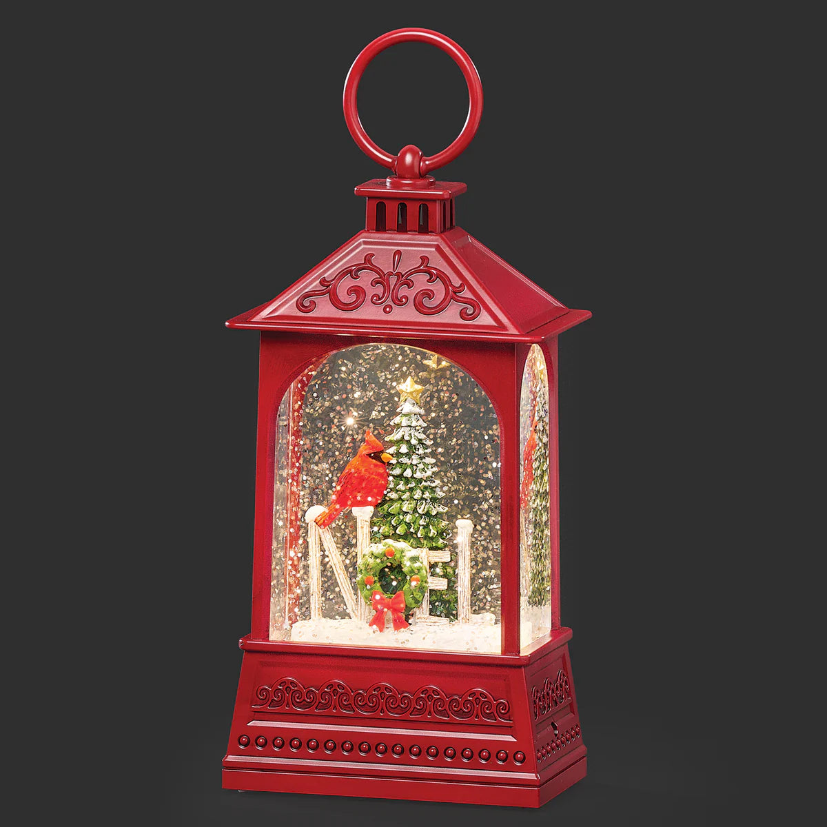 Cardinal Noel Scene Lighted Red Lantern