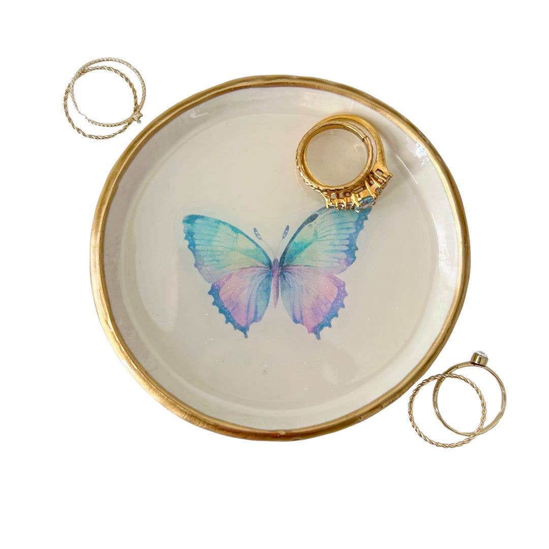 YFL Art & Home Decor - Papillon - Plat à bagues