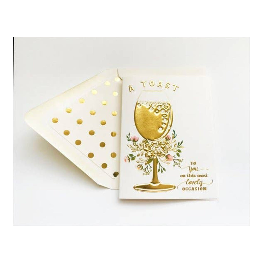 The First Snow - A Toast Gold Embossed Engagement Greeting Card