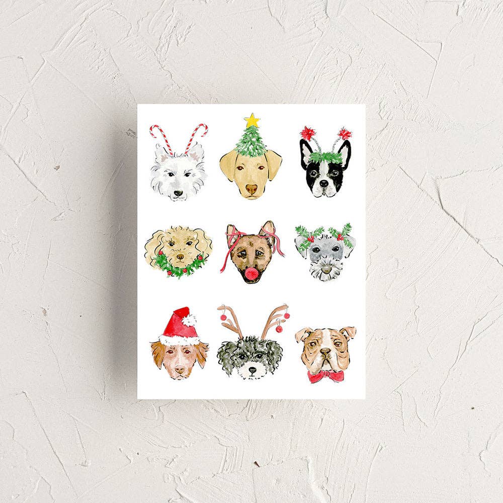 Merry Dogs Christmas Holiday Greeting Card
