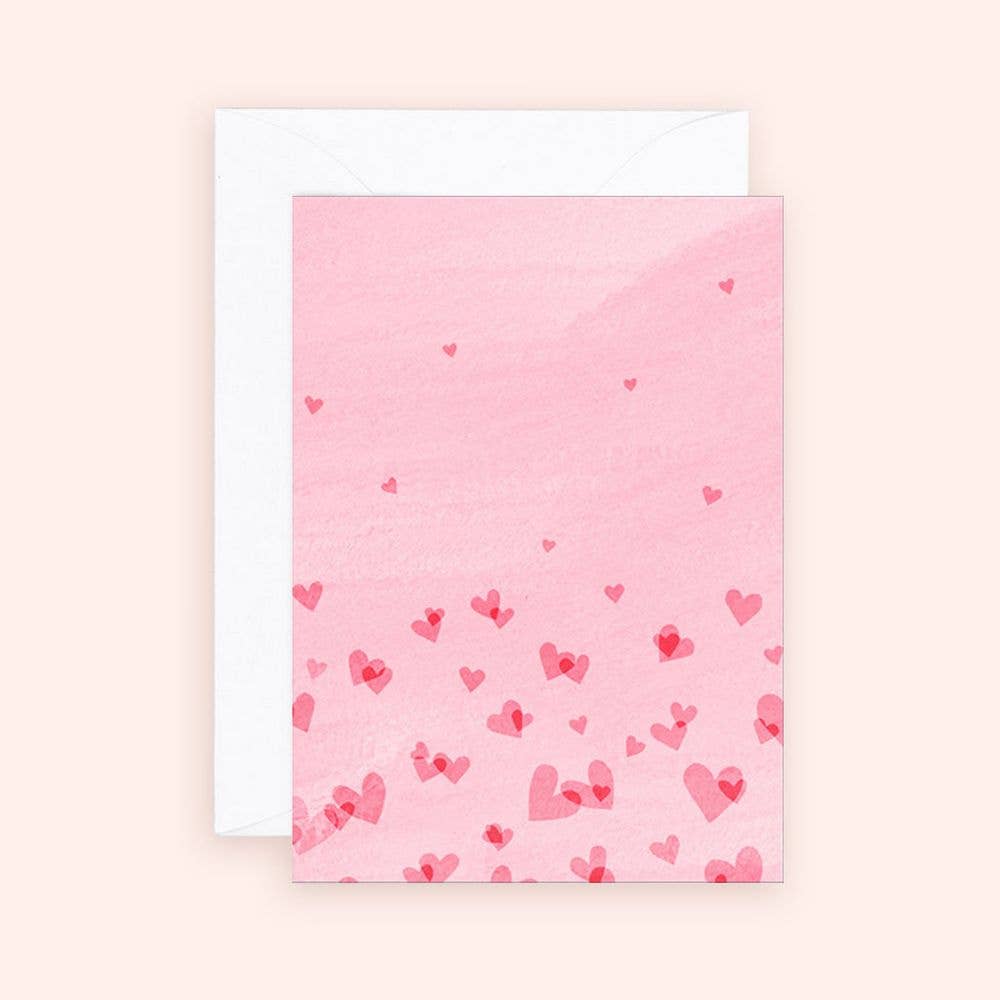 Pink Flutter Hearts Enclosure Card