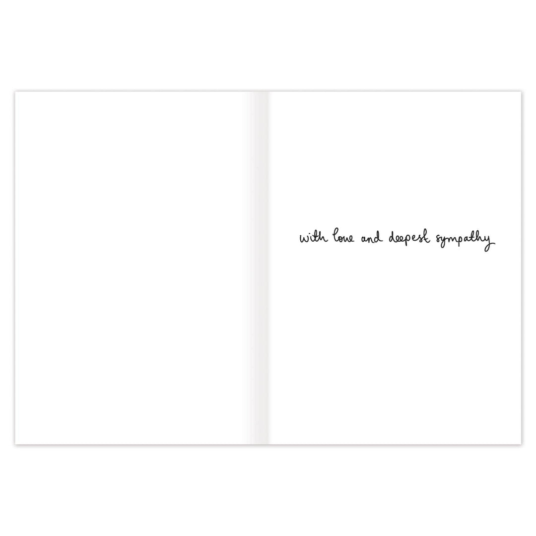 Greeting card with 'with love and deepest sympathy' text on a white background