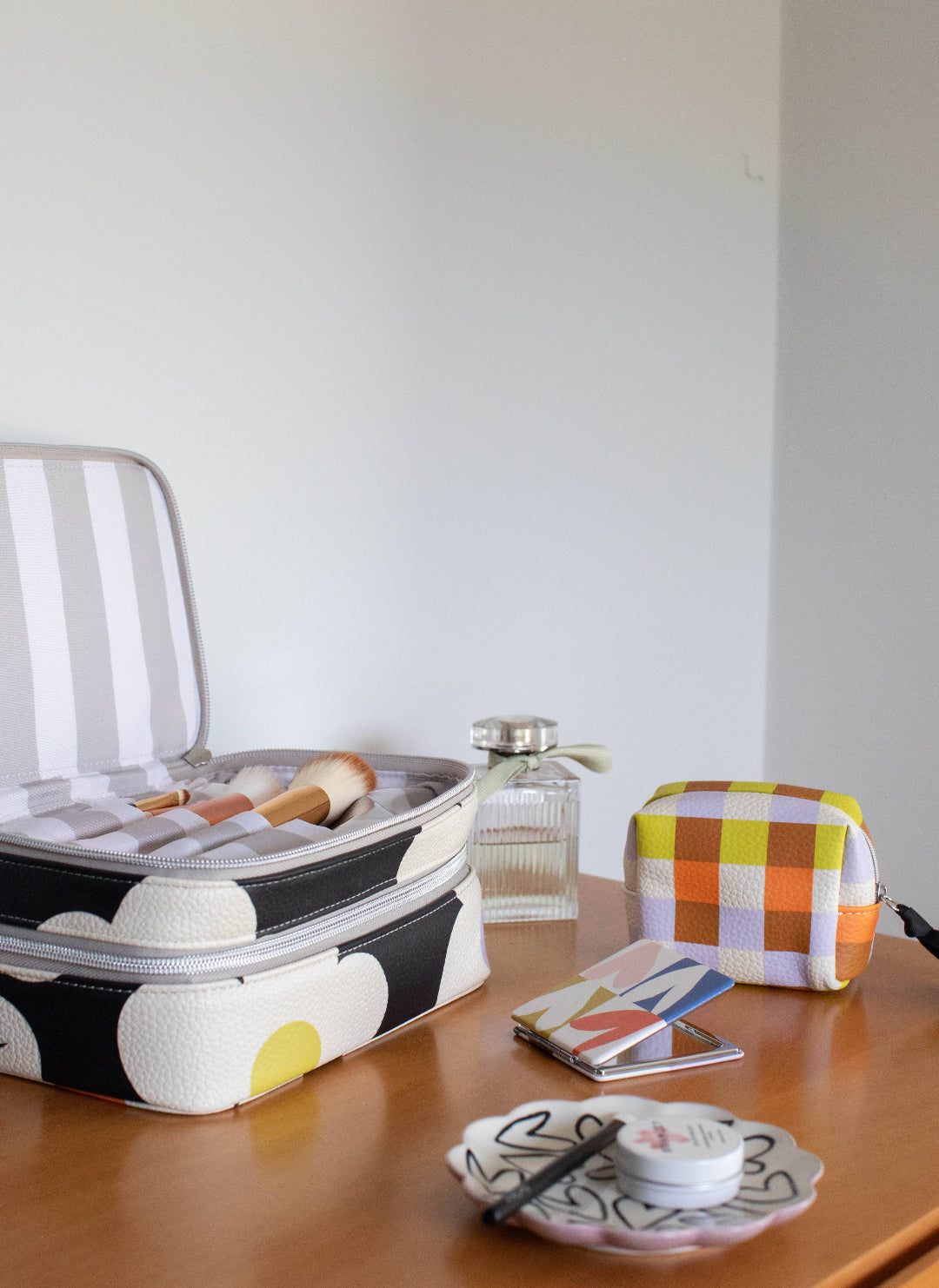 Caroline Gardner - Multi Check Ultra Mini Cube Cosmetic Bag