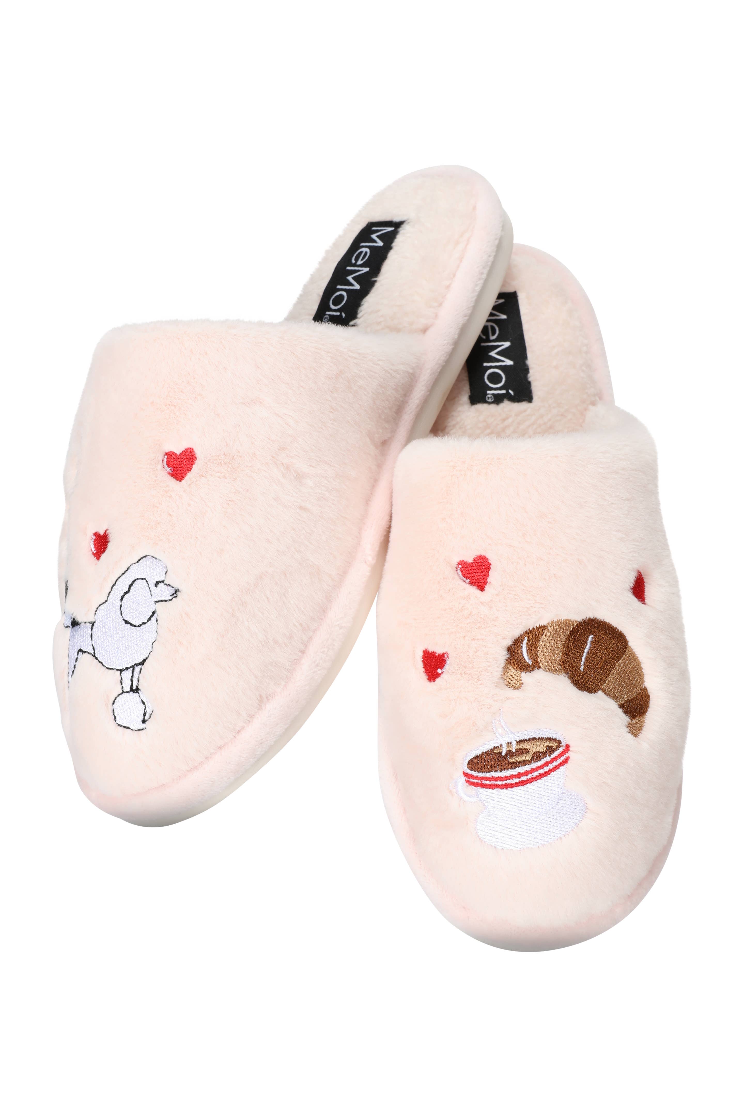 Women's I Love Paris Plush Slippers: Pale Blush / S 5-6