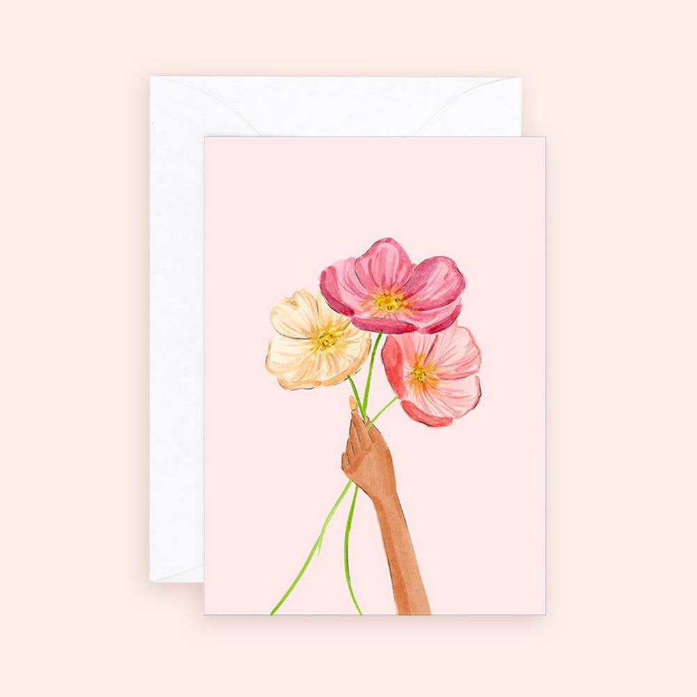 Mini-carte - Carte de clôture avec fleurs à main levée