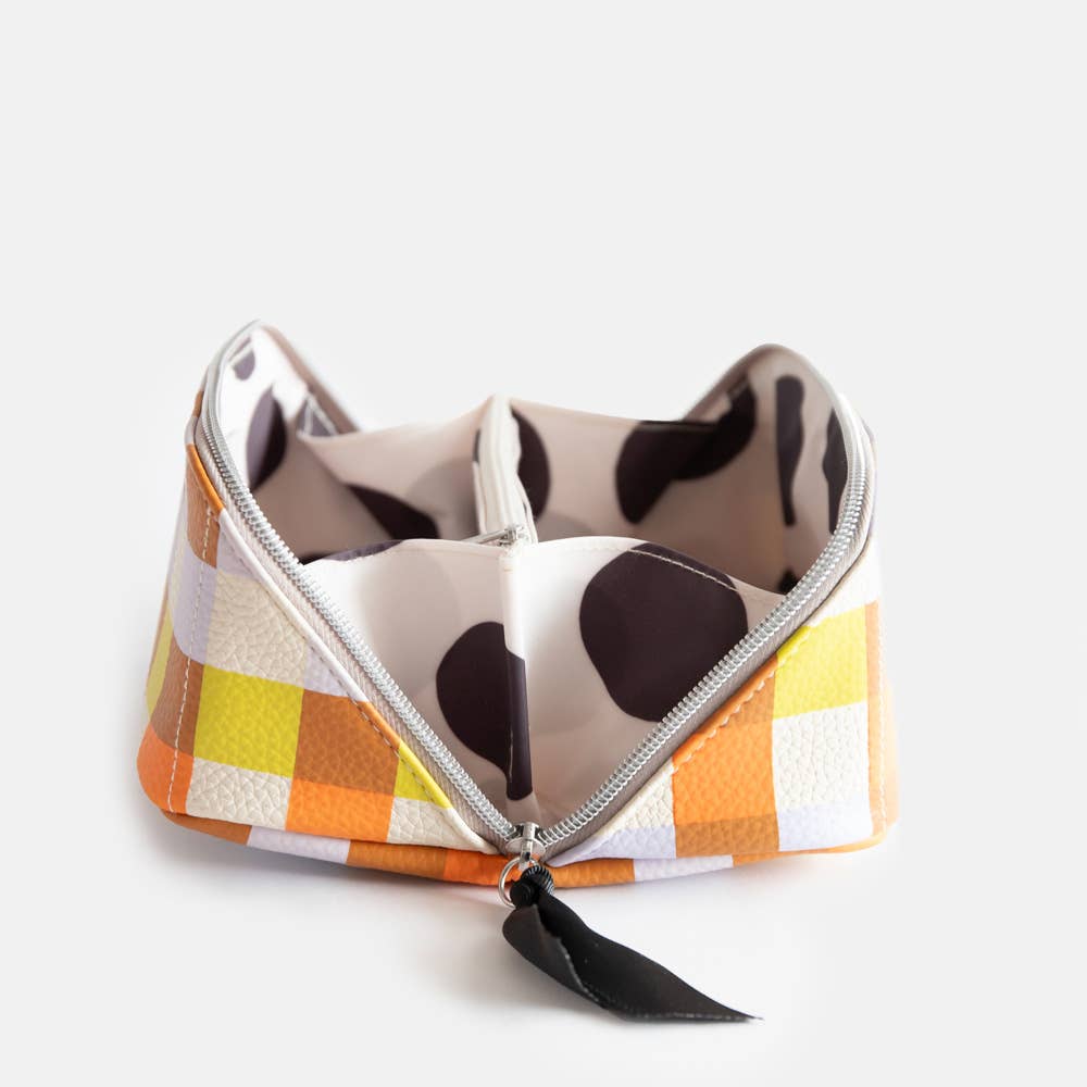 Caroline Gardner - Multi Check Diagonal Cosmetic Bag