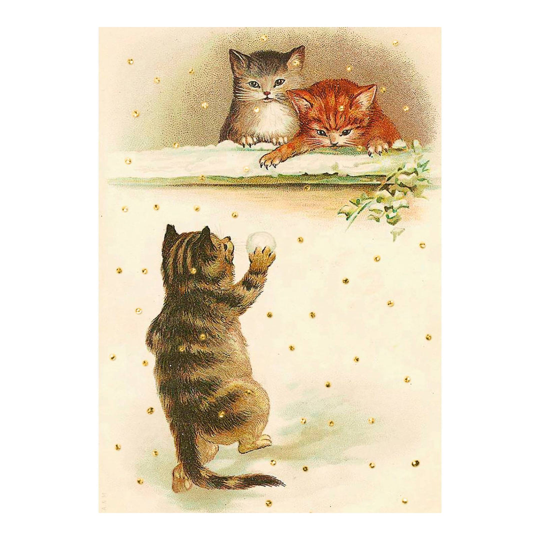 Madame Treacle - Hand Glittered Kitty Christmas Card