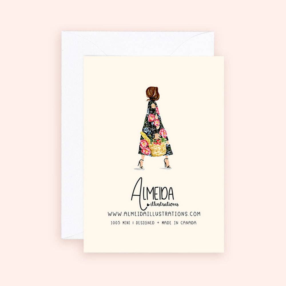 Floral Baguette Market Girl Enclosure Card