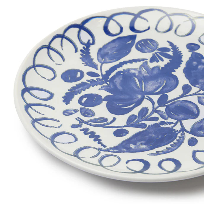Amalfi - Stoneware Dessert Plate - White/Blue