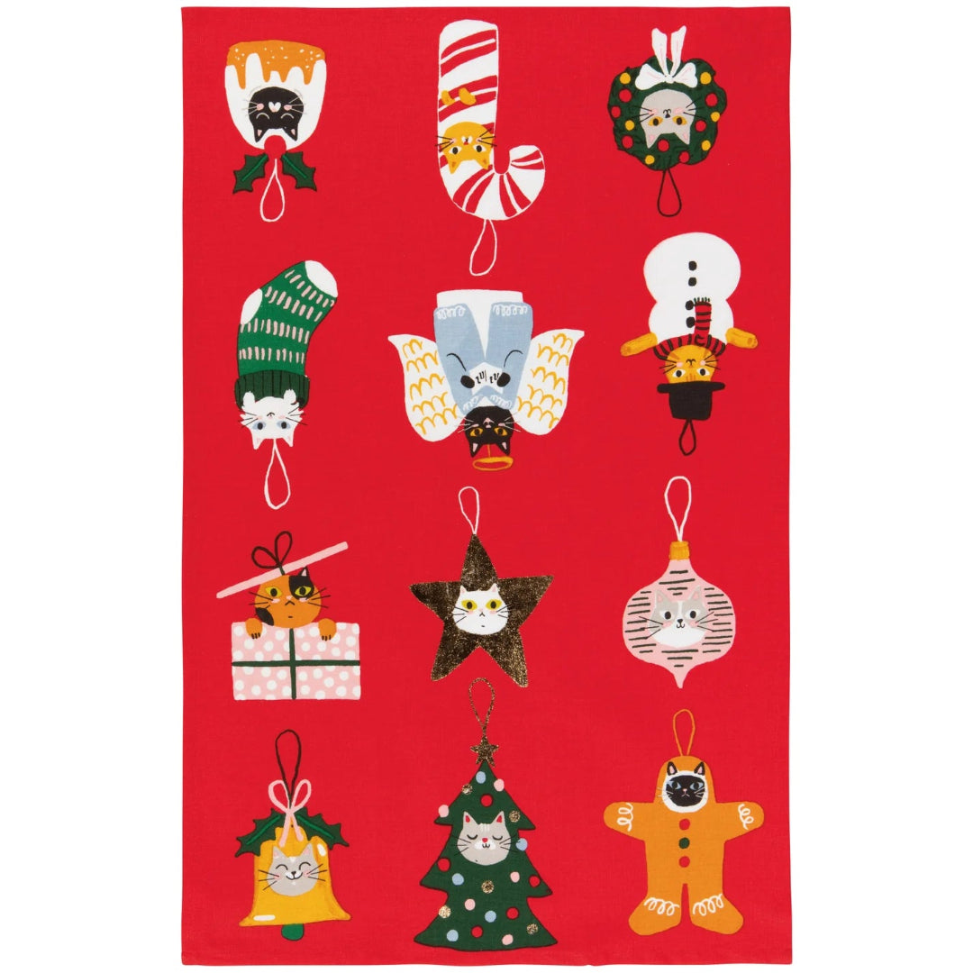 Bauble Cats Deco Tea Towel