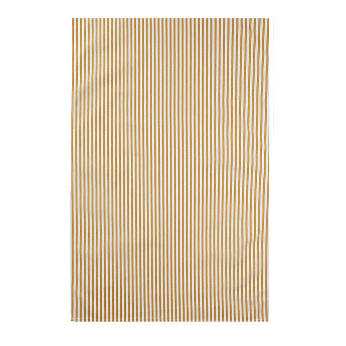 Beige and brown striped tea towel on a white background