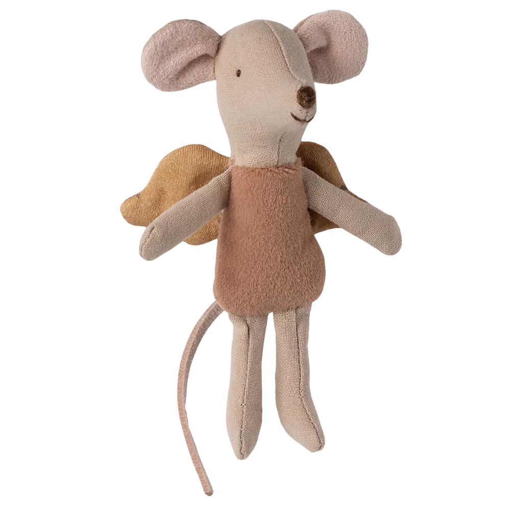 Stuffed toy mouse with a soft texture on a white background