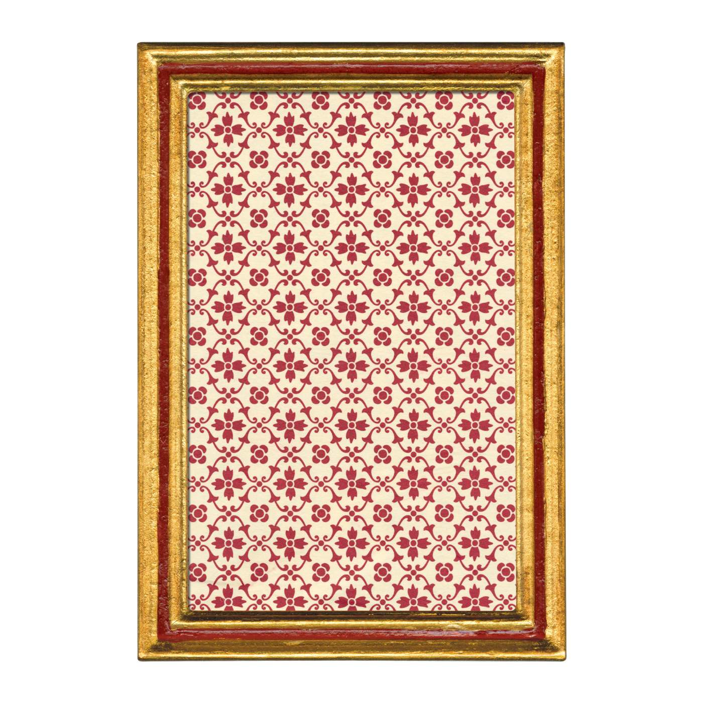 Decorative frame with red floral pattern on a white background