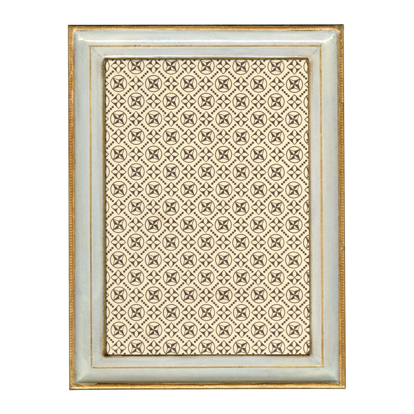 Decorative framed artwork with geometric pattern on a white background