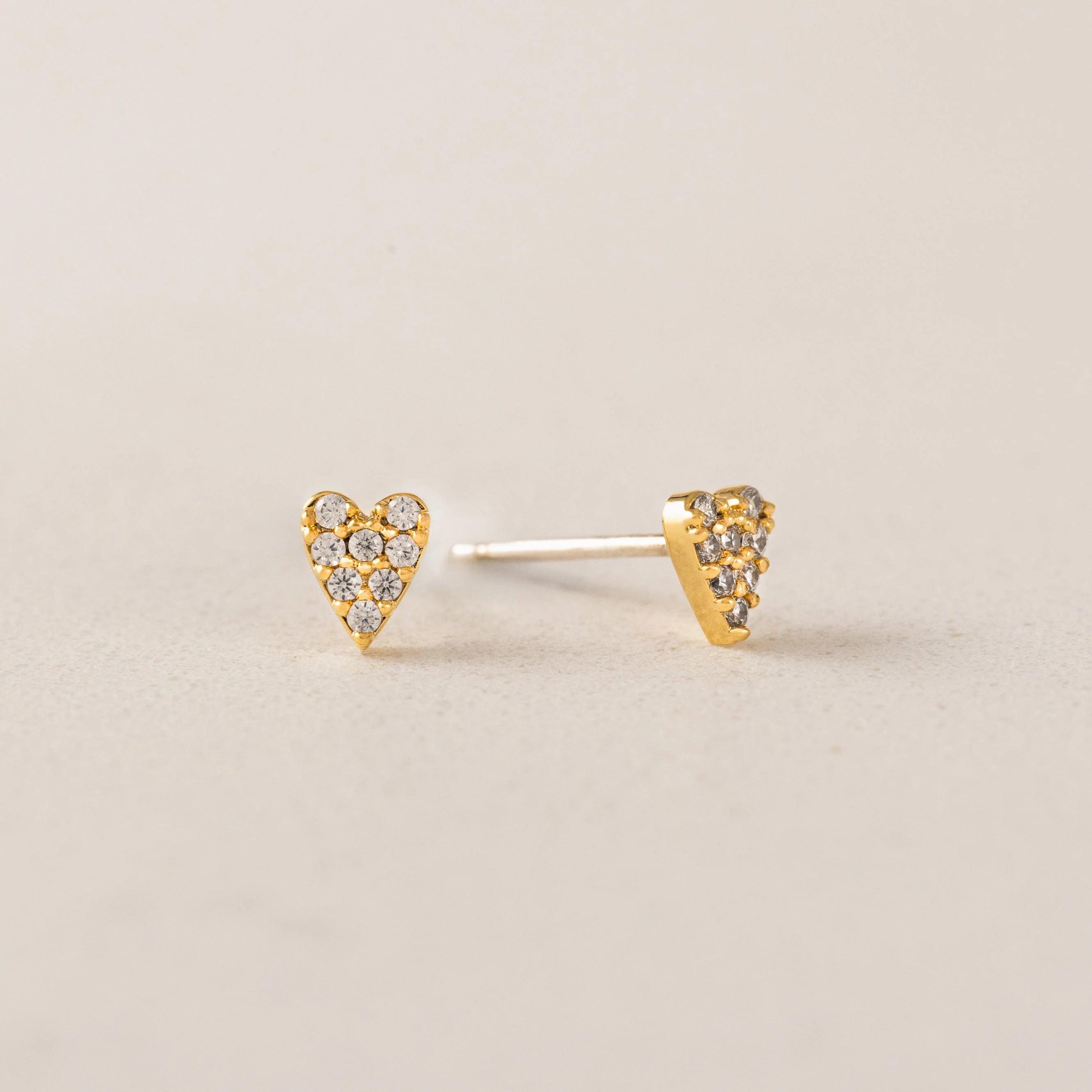 Flutter Heart Stud Earrings Gold
