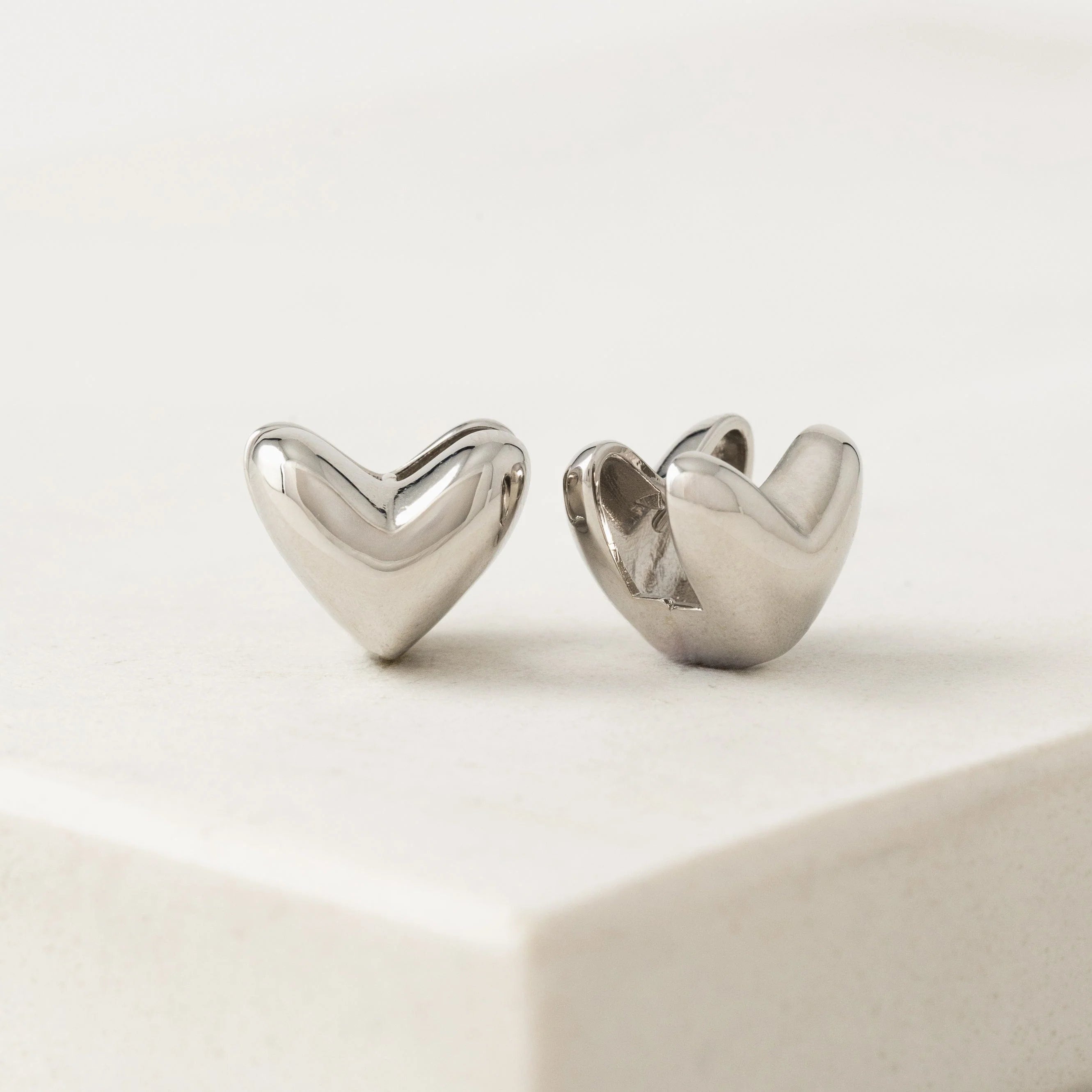 Heart Puff Hoop Earrings