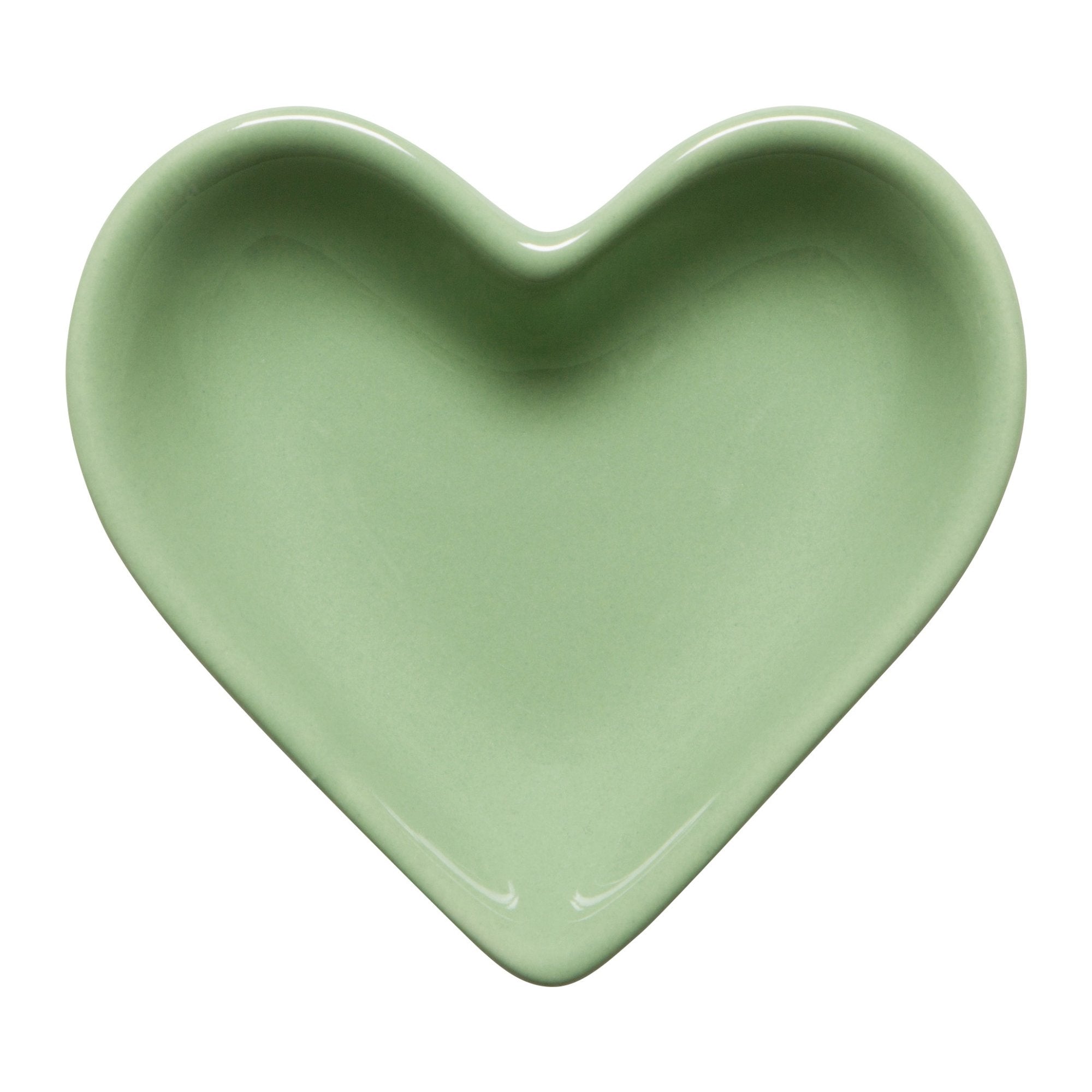 Green heart-shaped dish on a white background