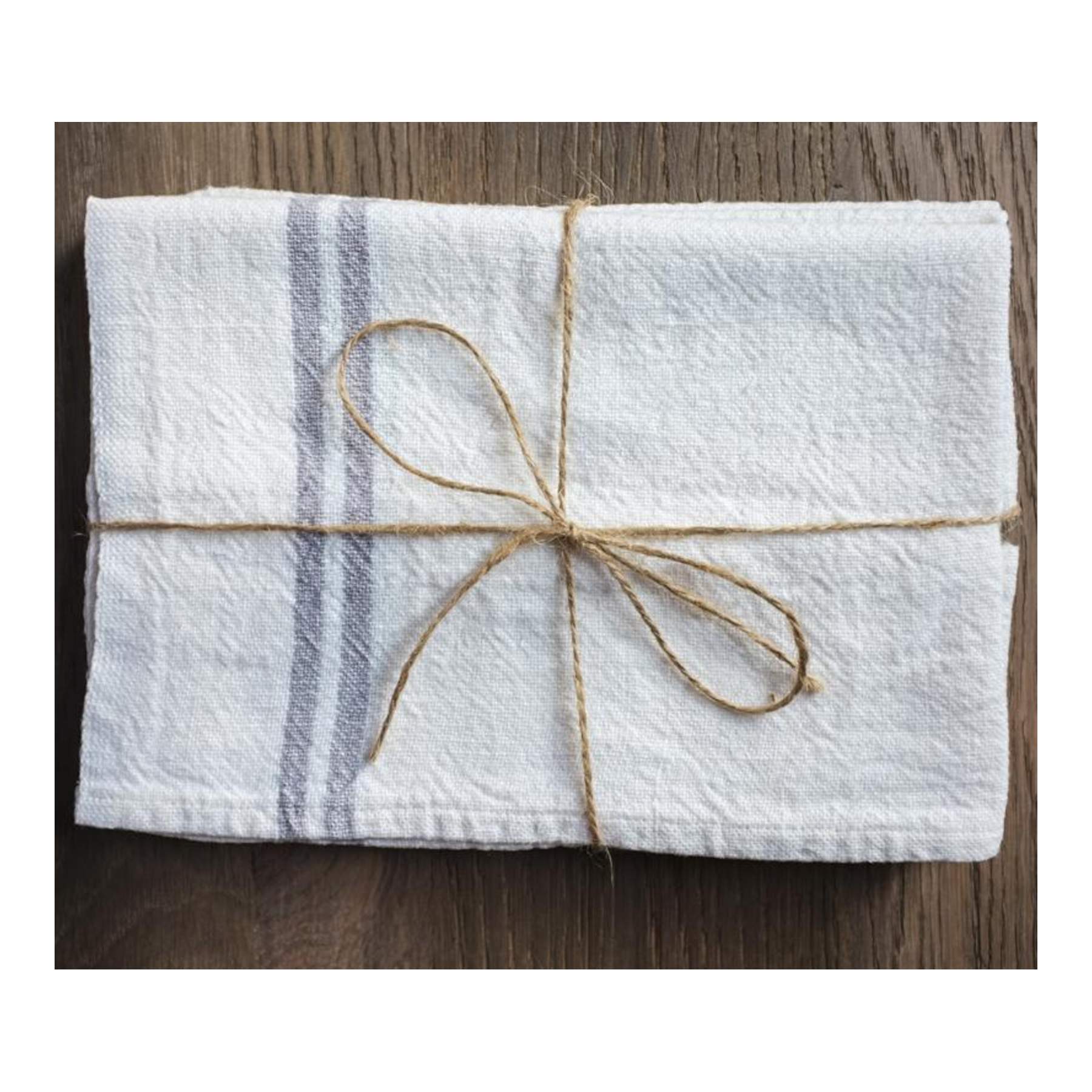 Vintage linen Ivory/Grey Tea Towel