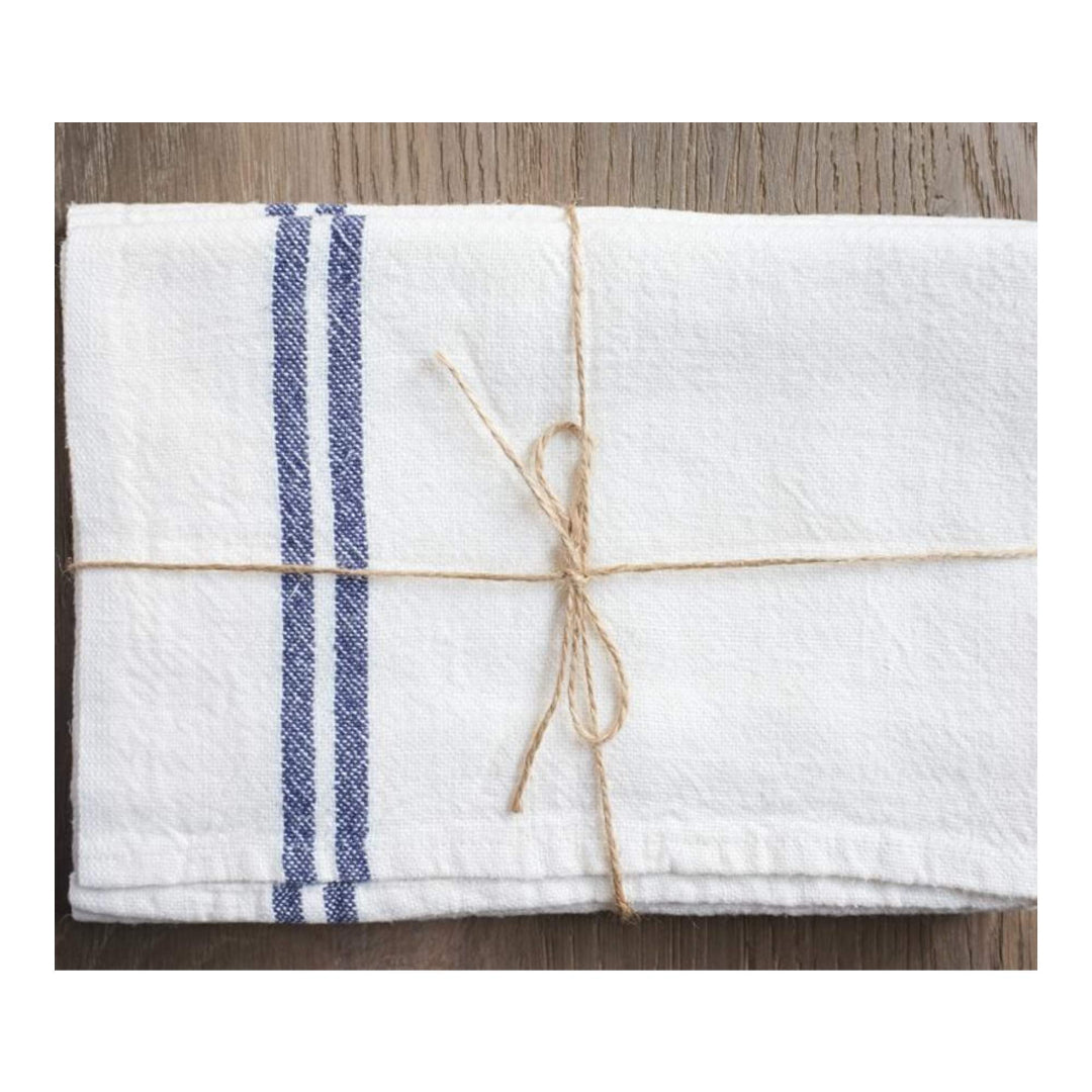 Torchon en lin vintage naturel/noir