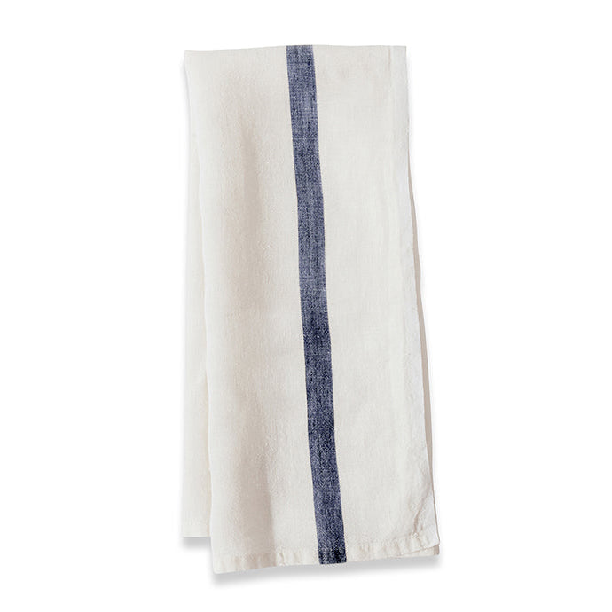 Laundered Linen White/Indigo Tea Towel