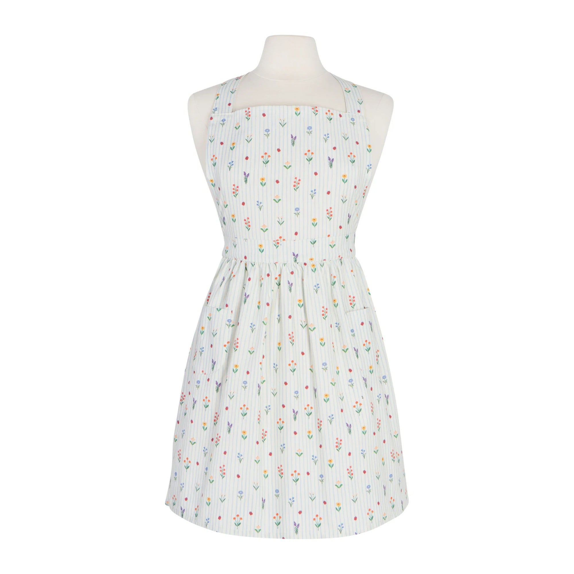 Floral dress on a mannequin against a white background