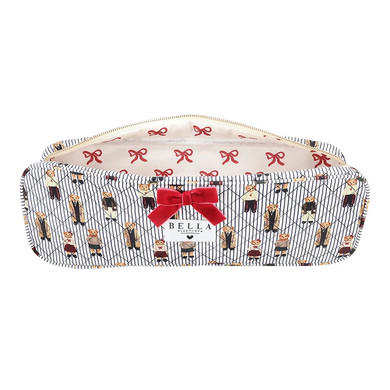 Navy Stripes + Bears Quilted Hair Tool Bag