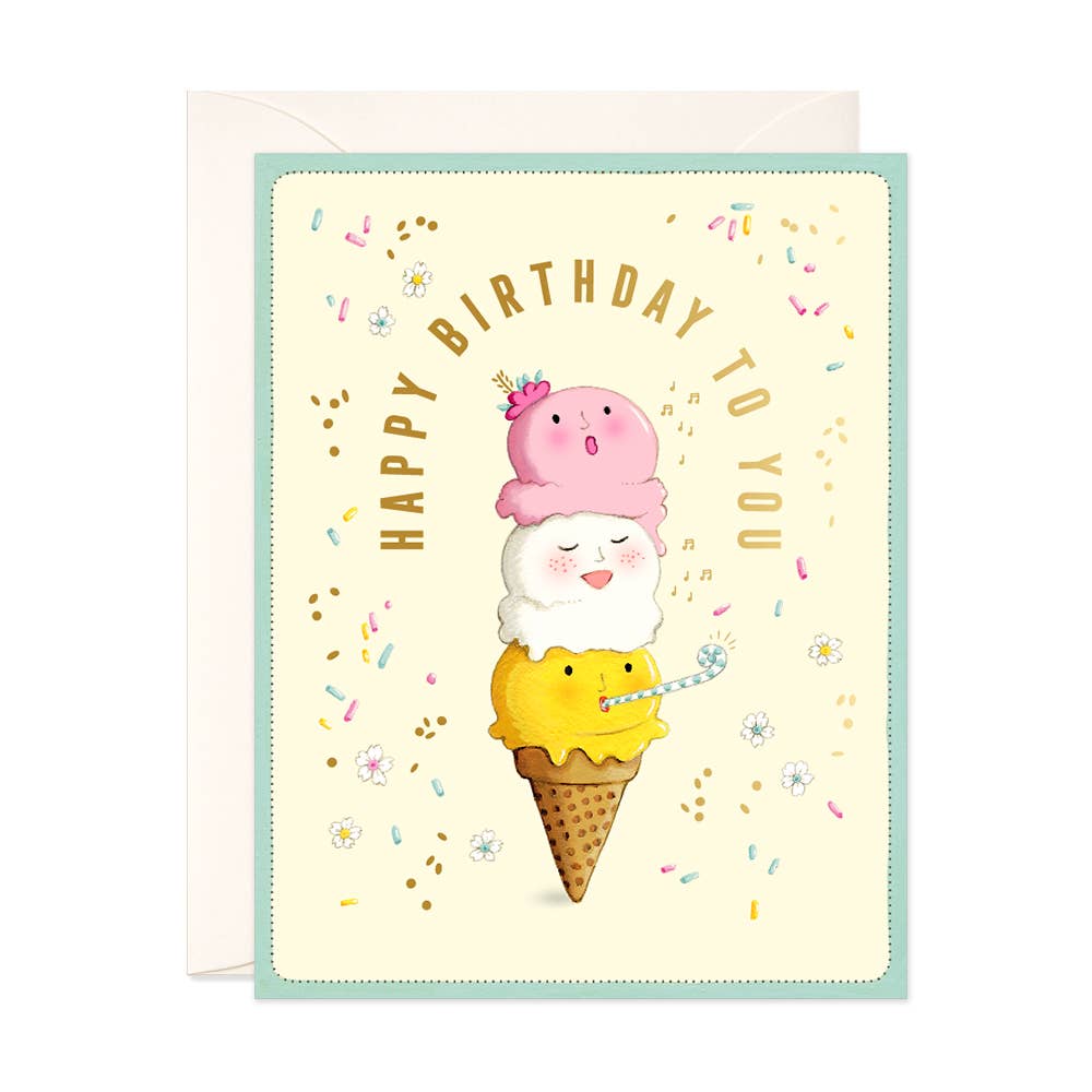 Carte de voeux d'anniversaire avec glace chantante