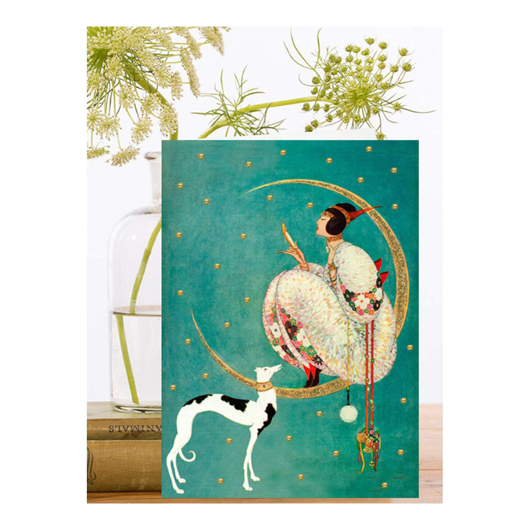 Moon & Stars Hand Glittered Greeting Card