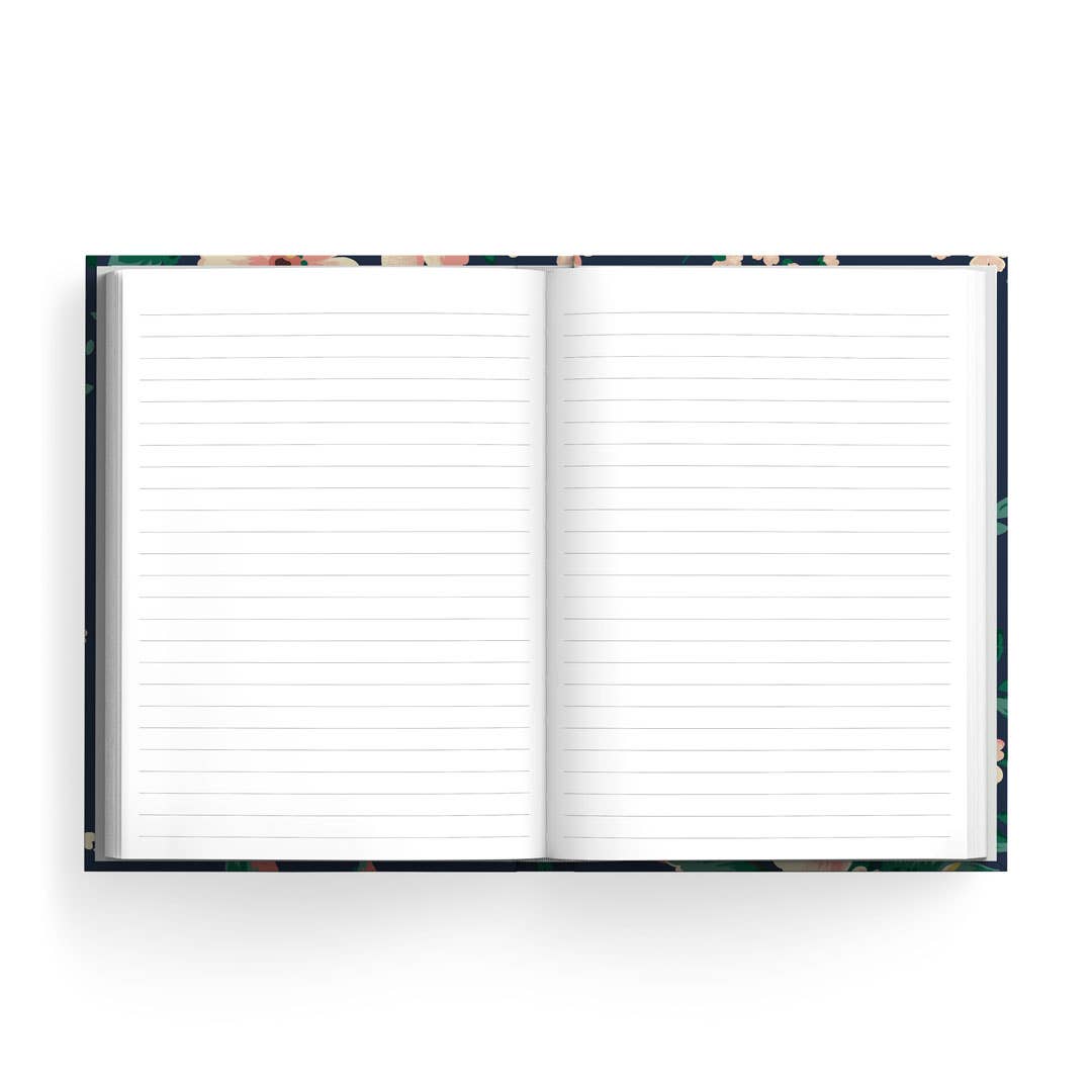 Carnet de notes à reliure en tissu à motif floral bleu marine d'automne de Cath Kidston