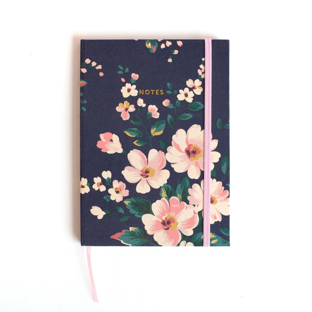 Carnet de notes à reliure en tissu à motif floral bleu marine d'automne de Cath Kidston