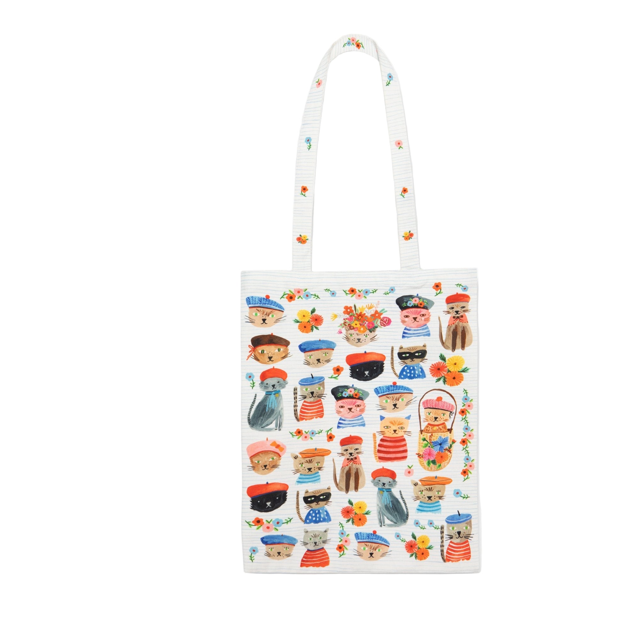 Small bag with colorful character pattern on a white background