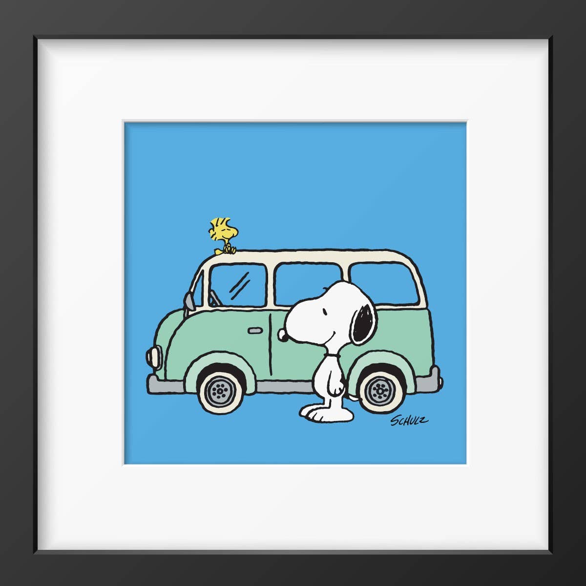 Magpie - Peanuts Camper Framed Print Handmade