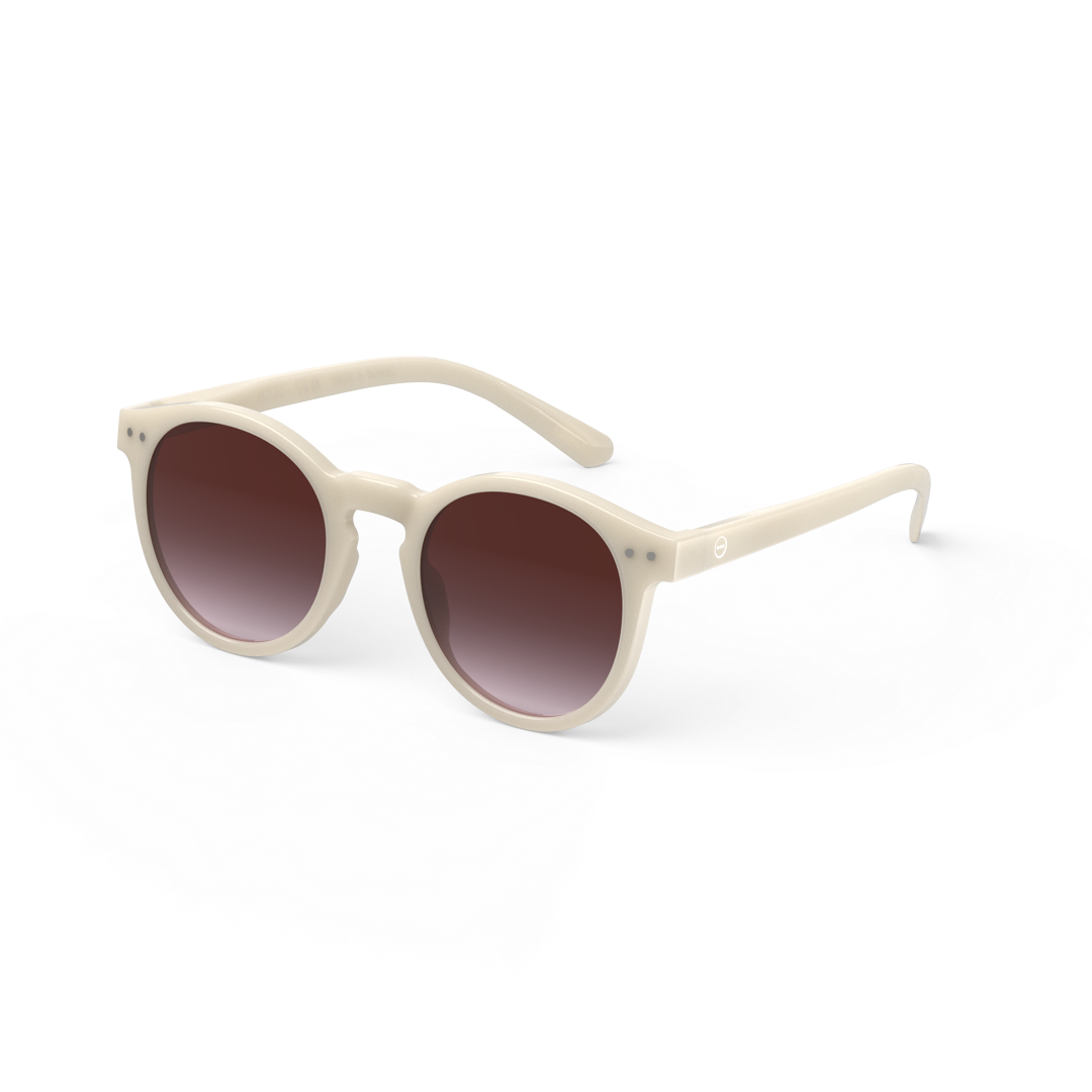 A pair of IZIPIZI #M vintage cream sunglasses with shaded violet lenses and a glossy frame.