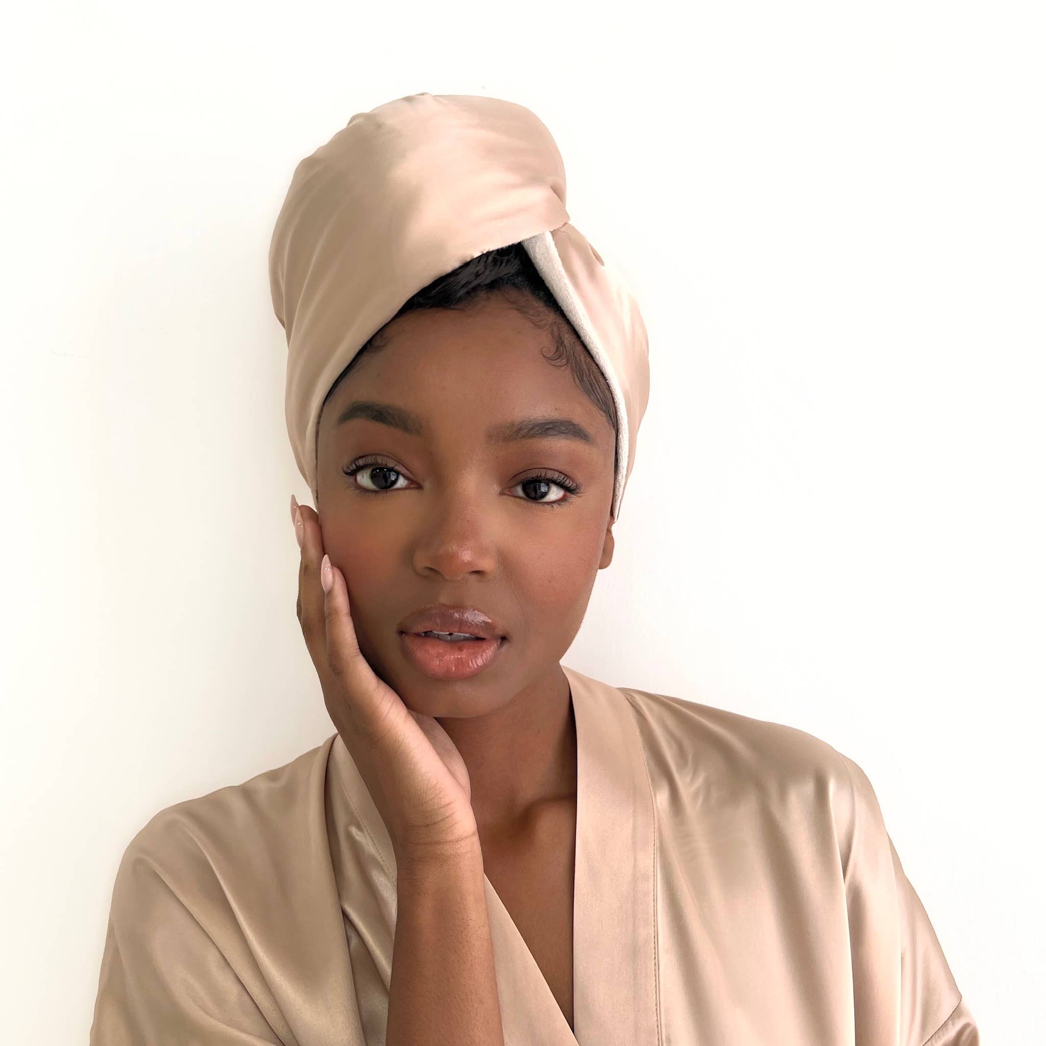 HoneyLux - Reversible Silk Hair Wrap - Champagne