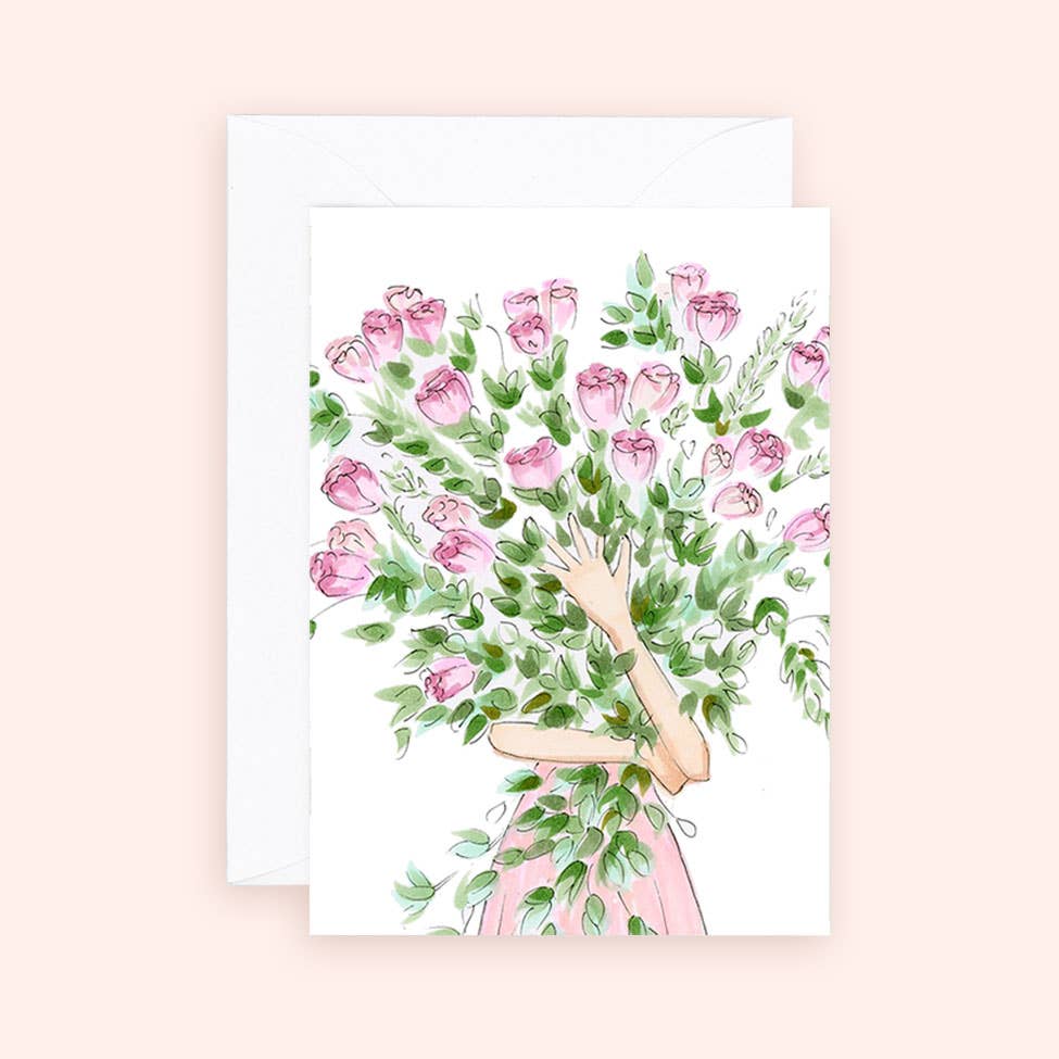 Mini Card - Pink Rose Bunches - Everyday Enclosure Card