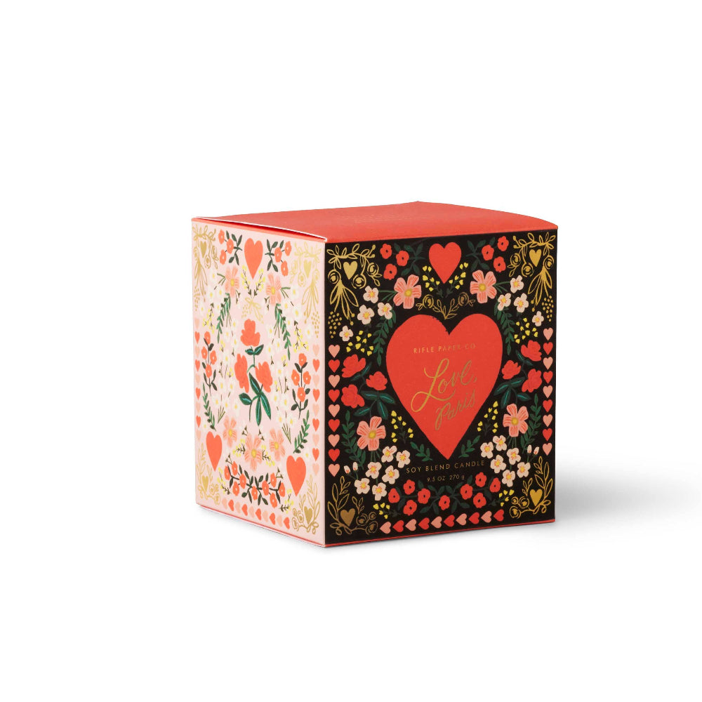 Decorative box with floral patterns and a heart design on a white background