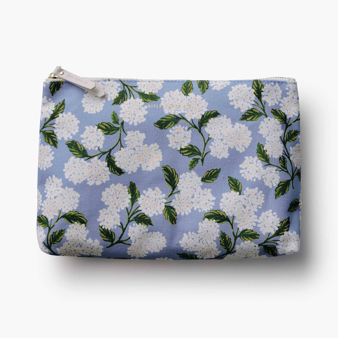 Floral-patterned pouch on a white background