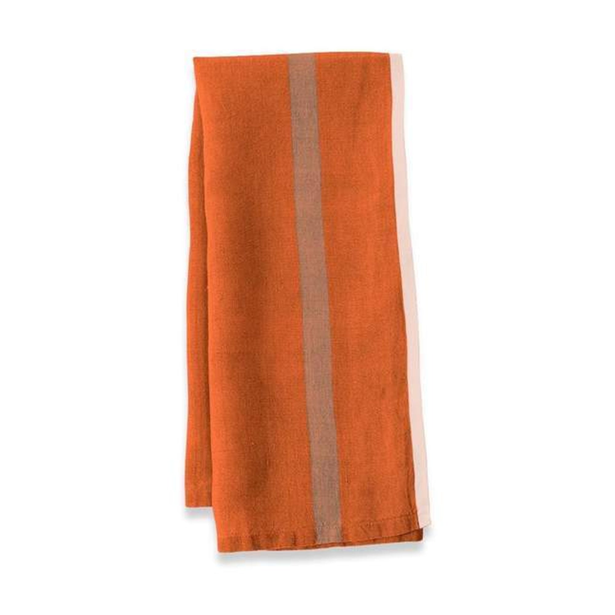 Laundered Linen Orange/Natural Tea Towel