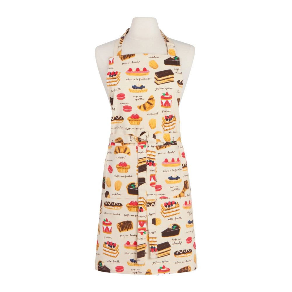 Apron with dessert illustrations on a white background