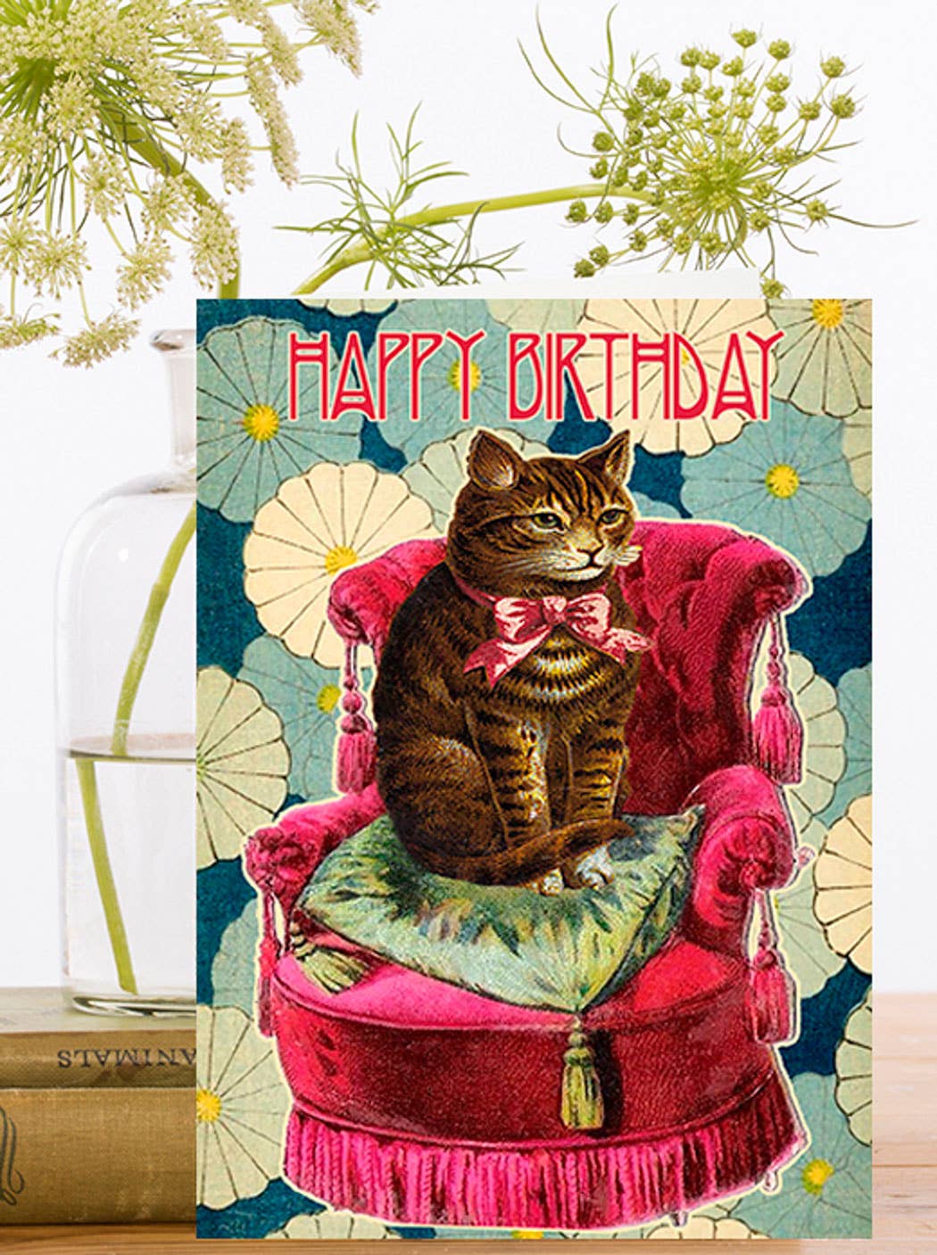 Carte d'anniversaire de chat assis