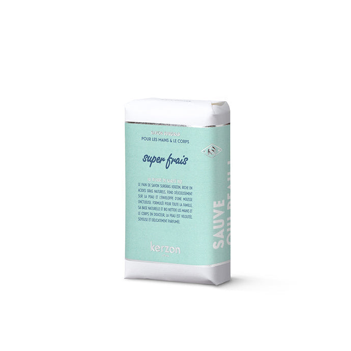 A packaged bar soap product with branding and product information displayed on the front.