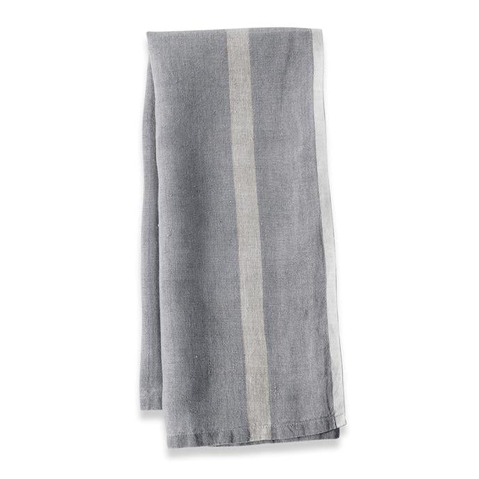 Laundered Linen Grey/Natural Tea Towel - Belle De Provence