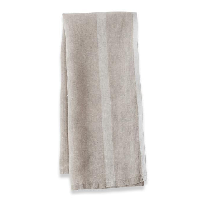 Laundered Linen Natural/White Tea Towel - Belle De Provence