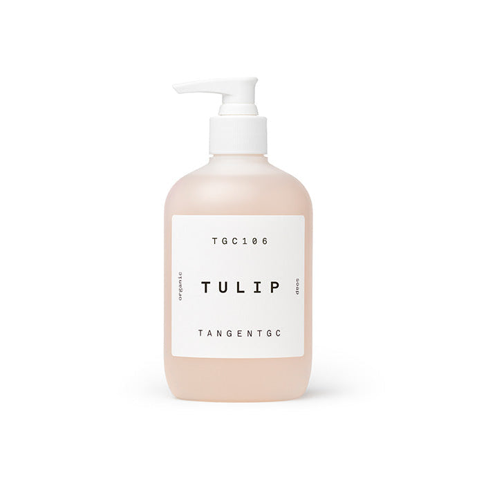 A pump bottle of Tangent GC Tulip Soap with a label, 350ml size.
