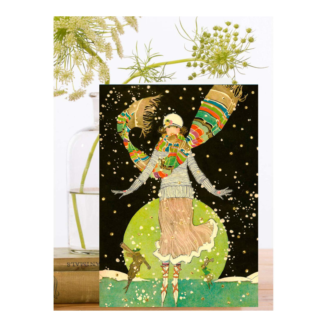 Madame Treacle - Skating  Hand Glittered Card