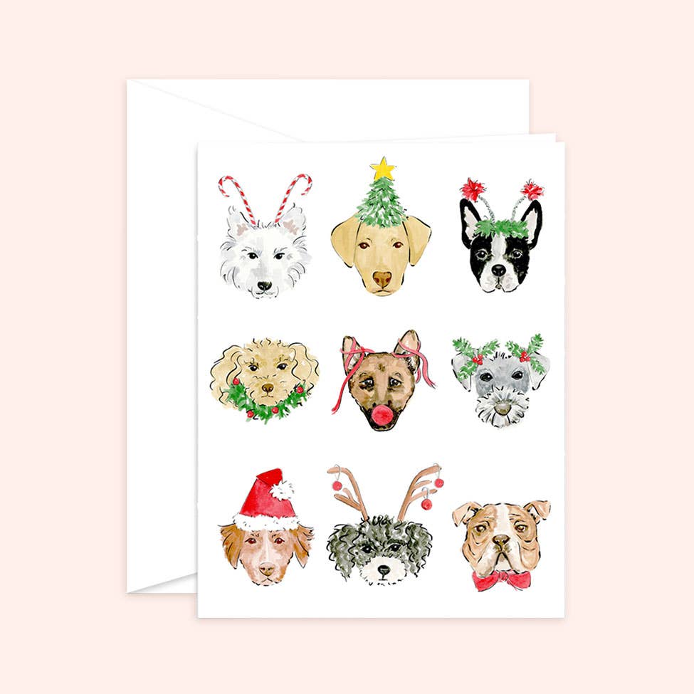 Merry Dogs Christmas Holiday Greeting Card