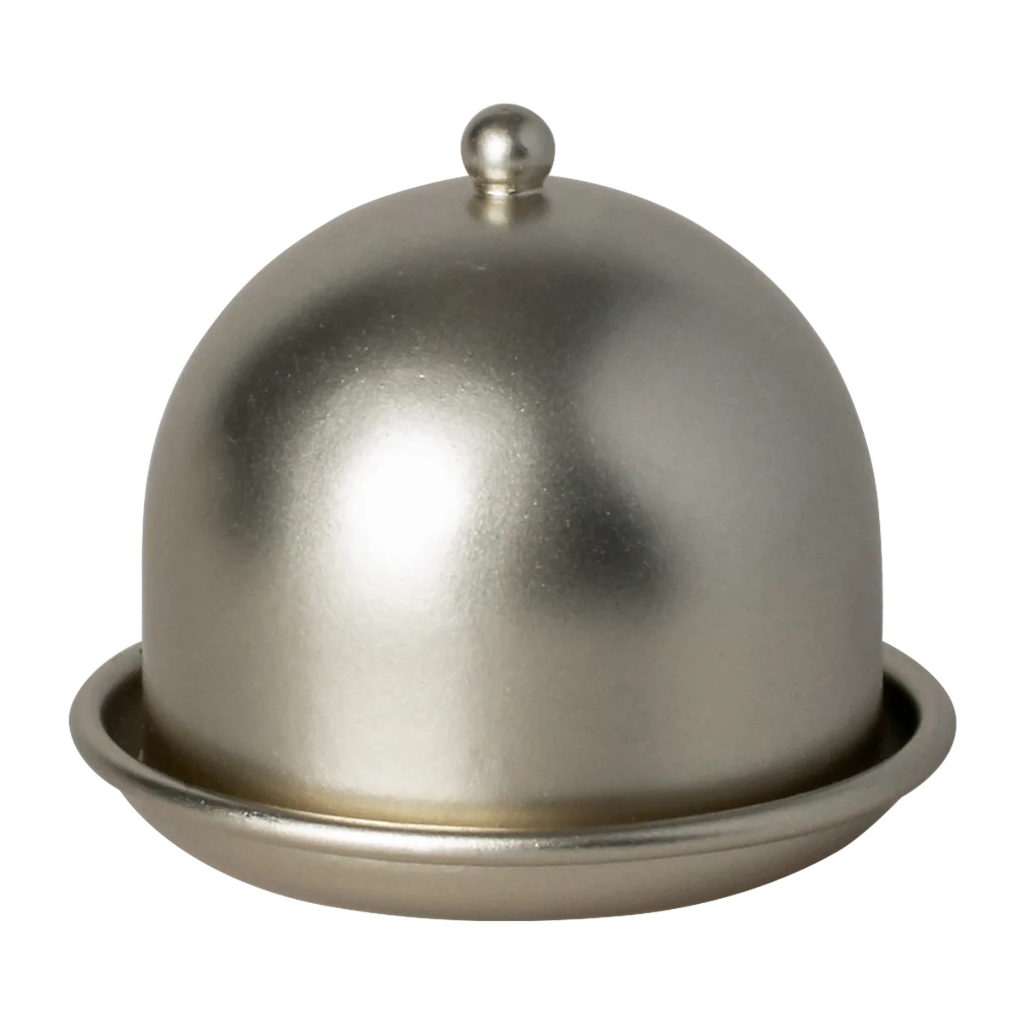 Metallic dome-shaped object on a white background