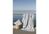 Alba Light Linen Plaid Floral Blue Throw